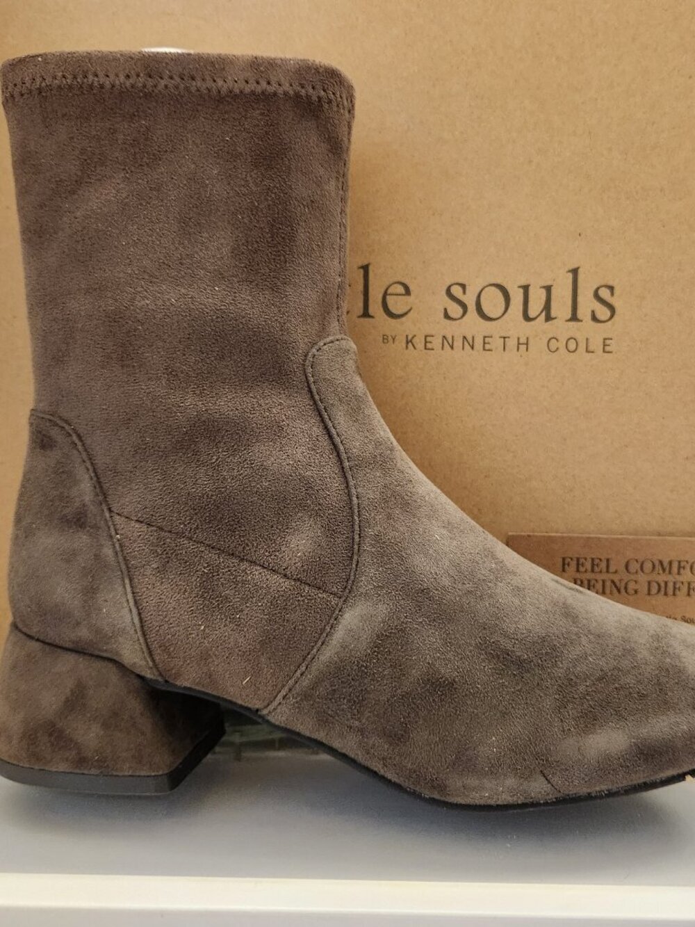 Gentle Souls Suede Leather " Emily" Shitake Suede Booties. NIB. Size 6.